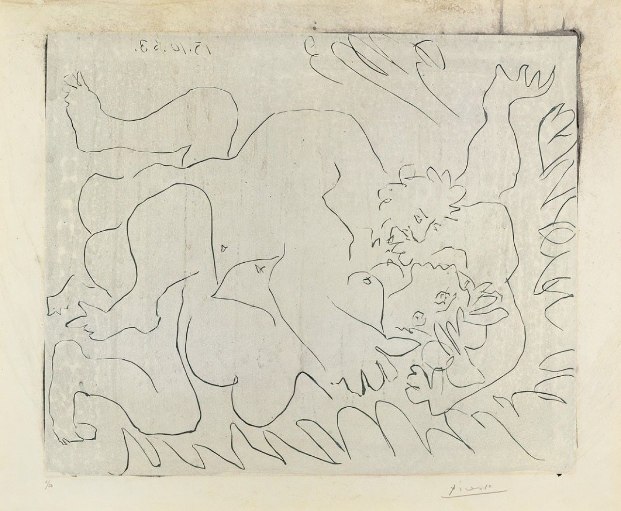 Auf diesem Bild ist das folgende Kunstwerk zu sehen: Pablo Picasso. „Étreinte. I“. 1963.