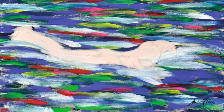 Auf diesem Bild ist das folgende Kunstwerk zu sehen:  Salomé. „Lonely Swimmer“. 2000.