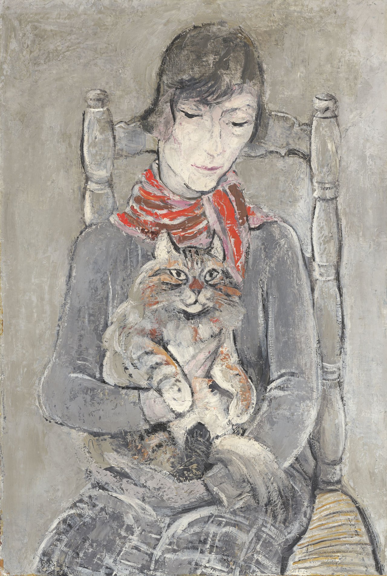 Auf diesem Bild ist das folgende Kunstwerk zu sehen: Jeanne Mammen. „Frau mit Katze (Marie Louise)“. Vor 1929.