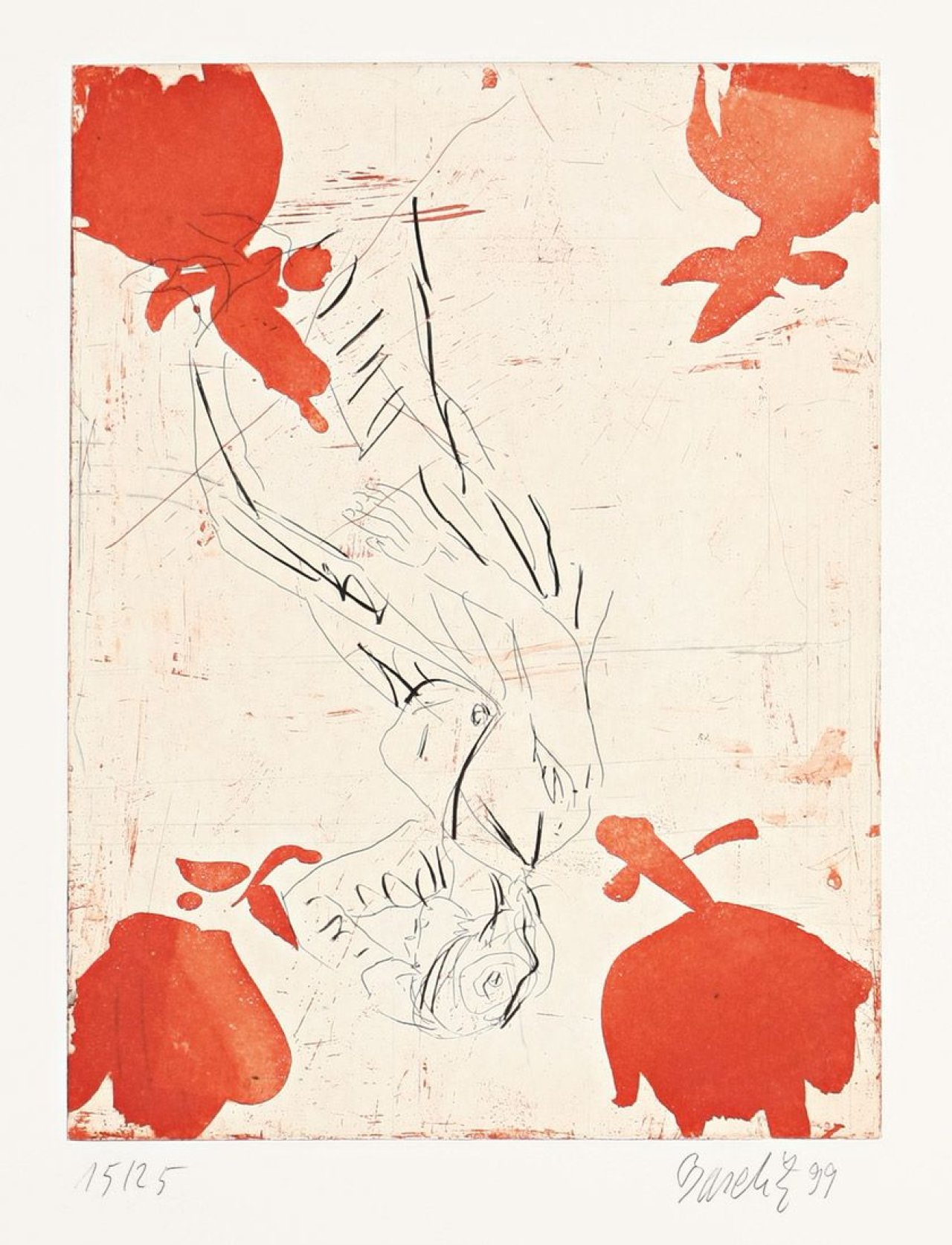 This picture shows the following artwork: Georg Baselitz. Melancholie vier Rosen. 1999.