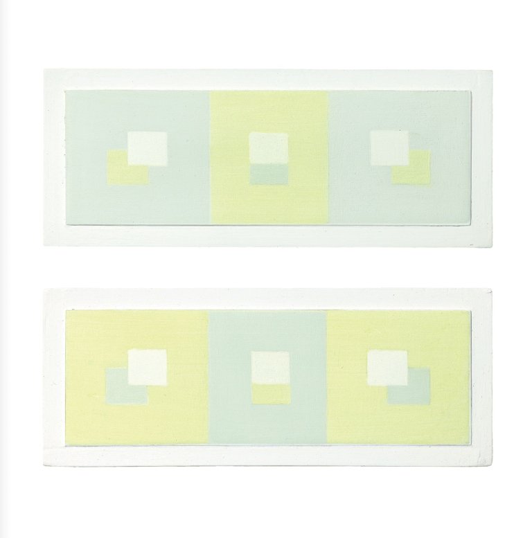 Auf diesem Bild ist das folgende Kunstwerk zu sehen: Antonio Calderara. „Quadrati A“ / „Quadrati B“. 1967.