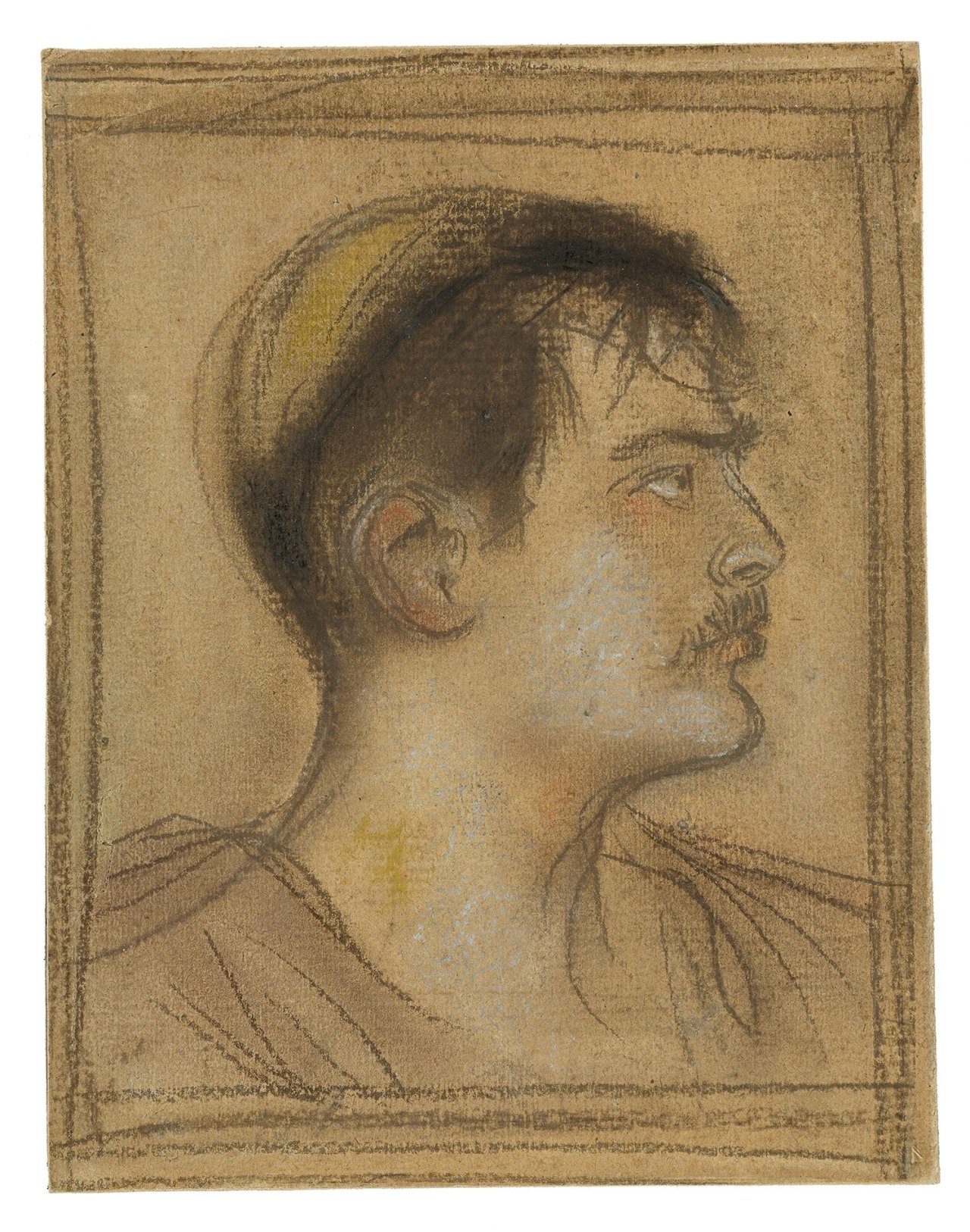 Auf diesem Bild ist das folgende Kunstwerk zu sehen: Franz von Lenbach. Porträt des Künstlerfreundes Franz von Stuck (1863–1928). Um 1898.