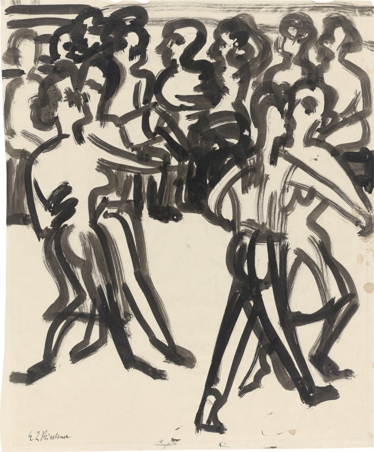 Auf diesem Bild ist das folgende Kunstwerk zu sehen: Ernst Ludwig Kirchner. „Tanzende“. 1922.