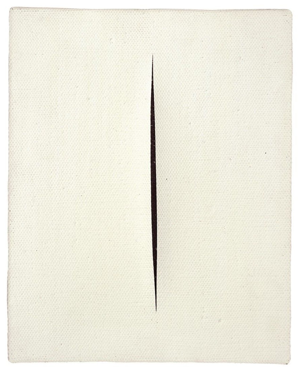 Auf diesem Bild ist das folgende Kunstwerk zu sehen: Lucio Fontana. „Concetto spaziale“. 1960er Jahre.