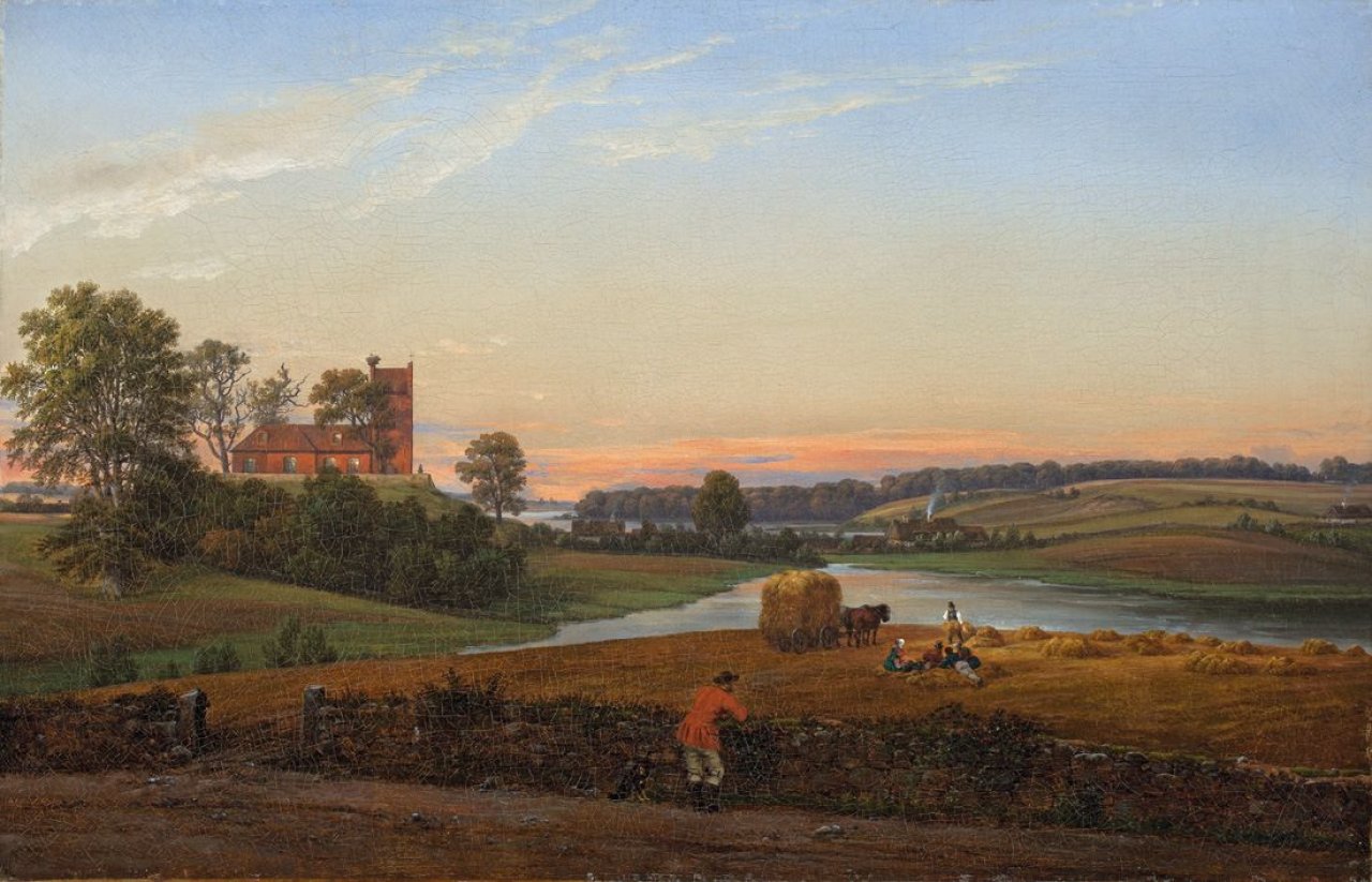 Auf diesem Bild ist das folgende Kunstwerk zu sehen: Johan Christian Clausen Dahl. „Ansicht von BAVNEBAKKEN bei SORØ“. 1831.
