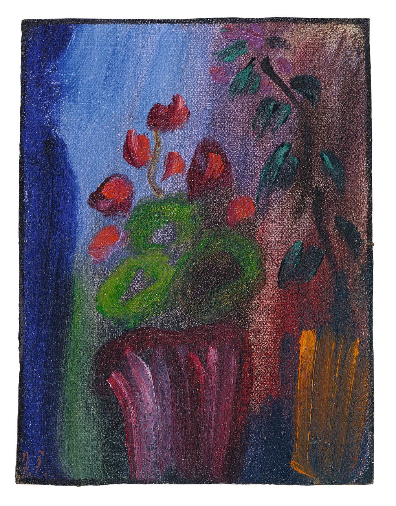 Auf diesem Bild ist das folgende Kunstwerk zu sehen: Alexej von Jawlensky. Stilleben (Alpenveilchen mit sieben roten Blüten). 1936.