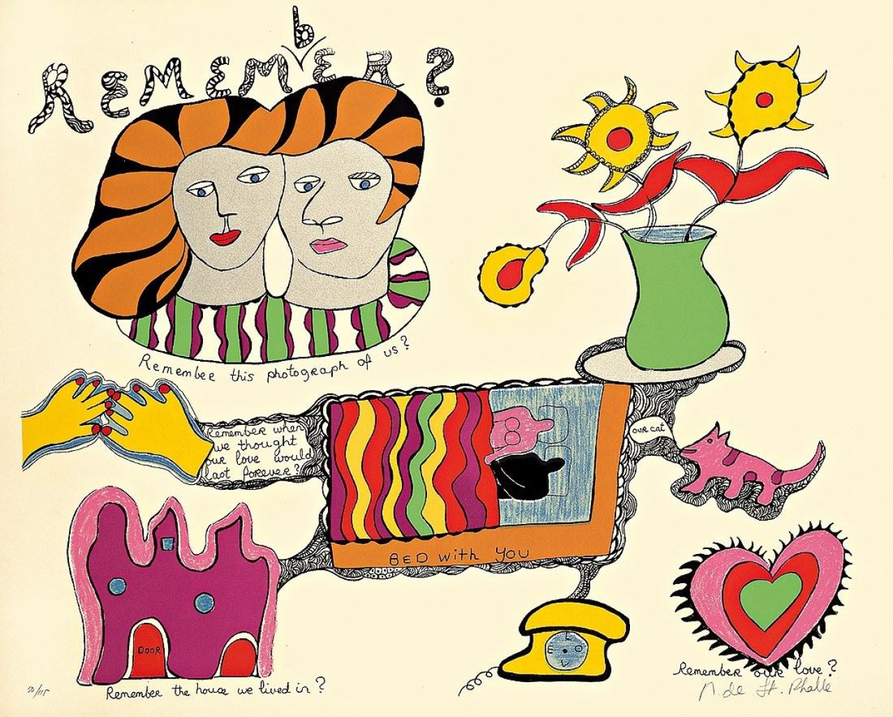 Auf diesem Bild ist das folgende Kunstwerk zu sehen: Niki de Saint Phalle. „Remember?“. 1970.