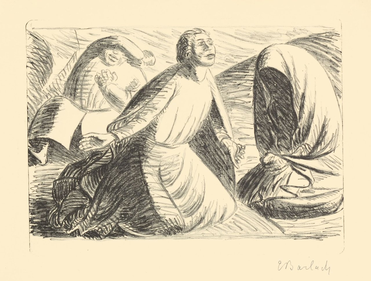Auf diesem Bild ist das folgende Kunstwerk zu sehen: Ernst Barlach. „Hoffnung und Verzweiflung I“ / „Zweikampf 1“. Um 1917/18/1919.