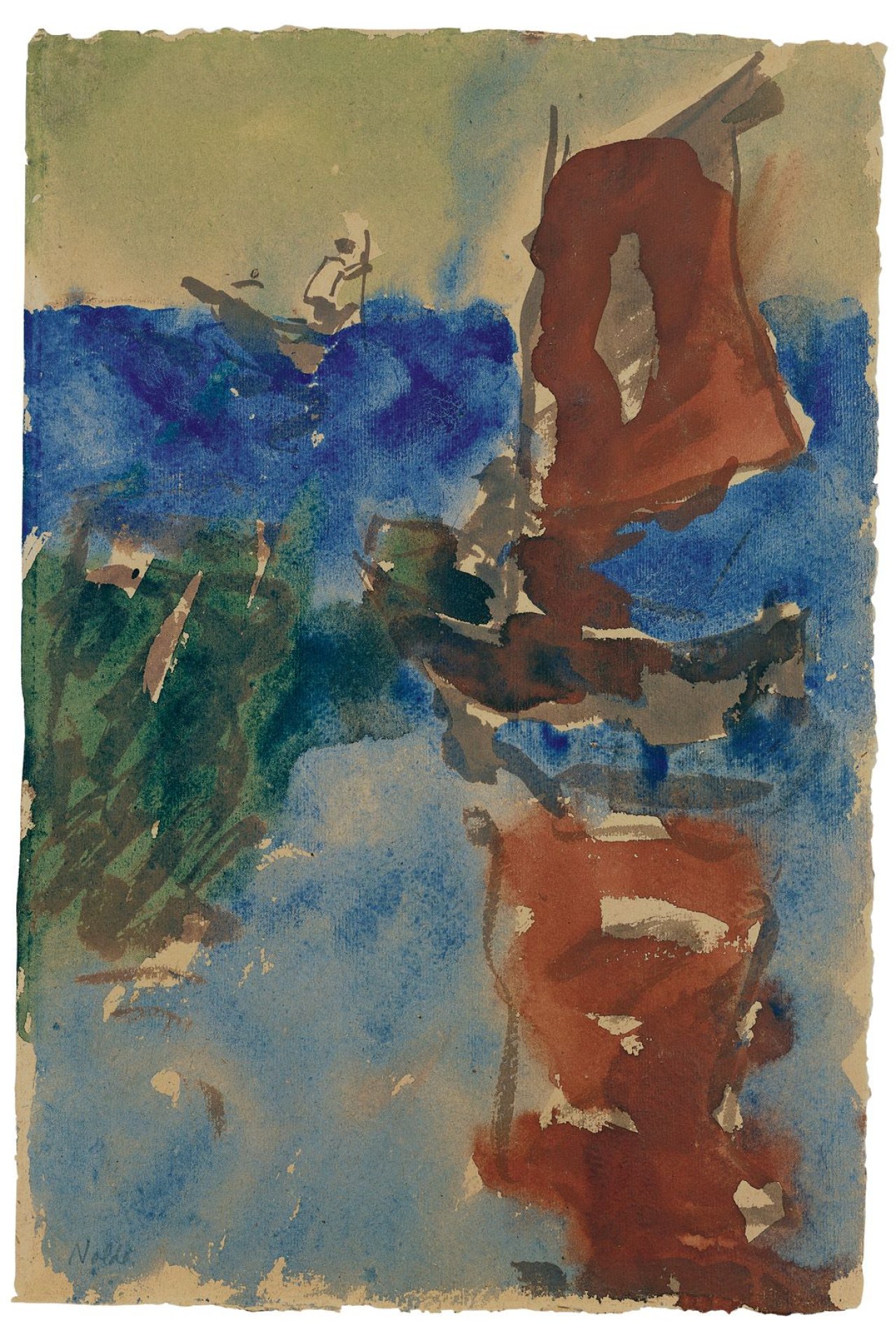 This picture shows the following artwork: Emil Nolde. Fischerboote im Wattenmeer. 1909.