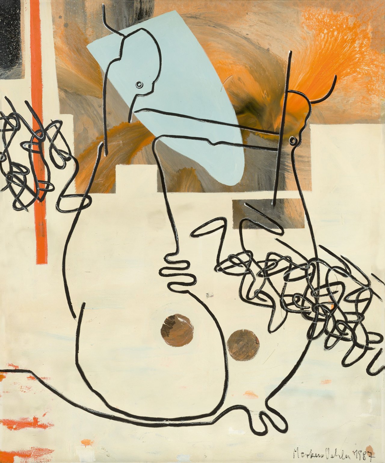 This picture shows the following artwork: Markus Oehlen. Stierkampfszene. 1987.