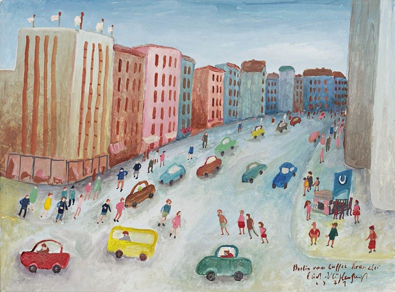 This picture shows the following artwork: Kurt Mühlenhaupt. „Berlin vorm Caffee Kranzler“. 1971.