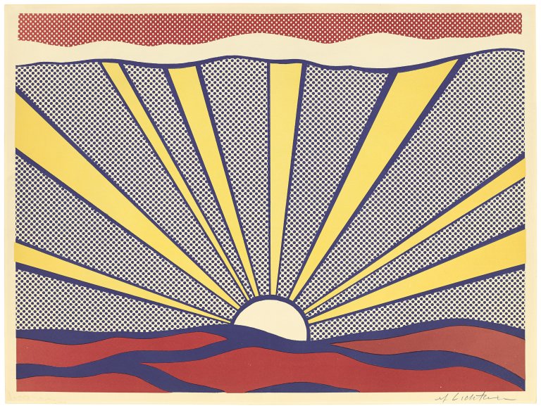 Auf diesem Bild ist das folgende Kunstwerk zu sehen: Roy Lichtenstein. „Sunrise“. 1960er-Jahre.