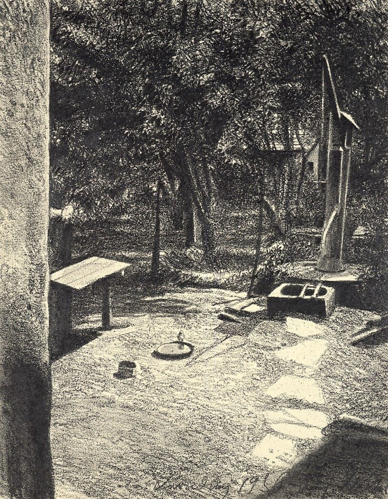 This picture shows the following artwork: Richard Müller. „Blick in den Garten“. 1936.