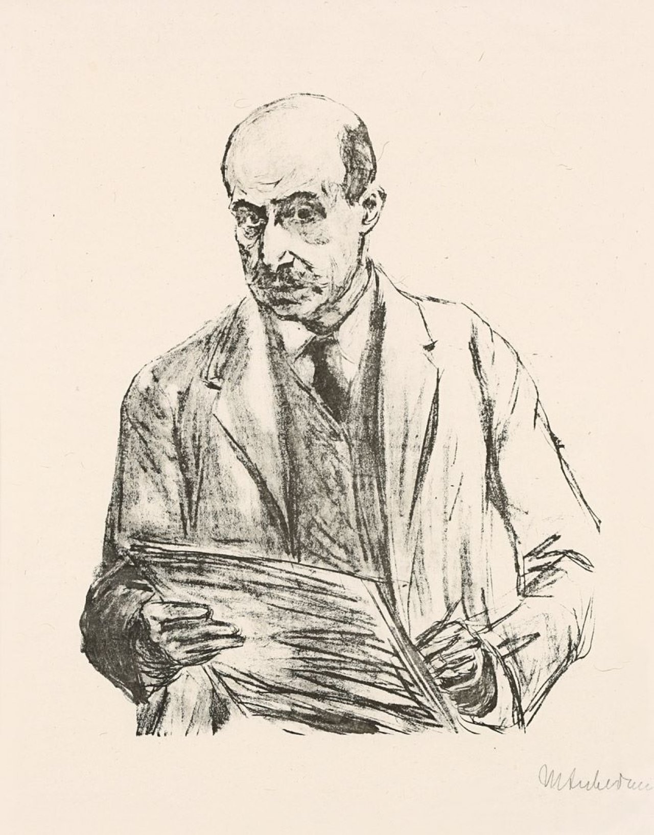 This picture shows the following artwork: Max Liebermann. „Selbstporträt, zeichnend“. 1912.