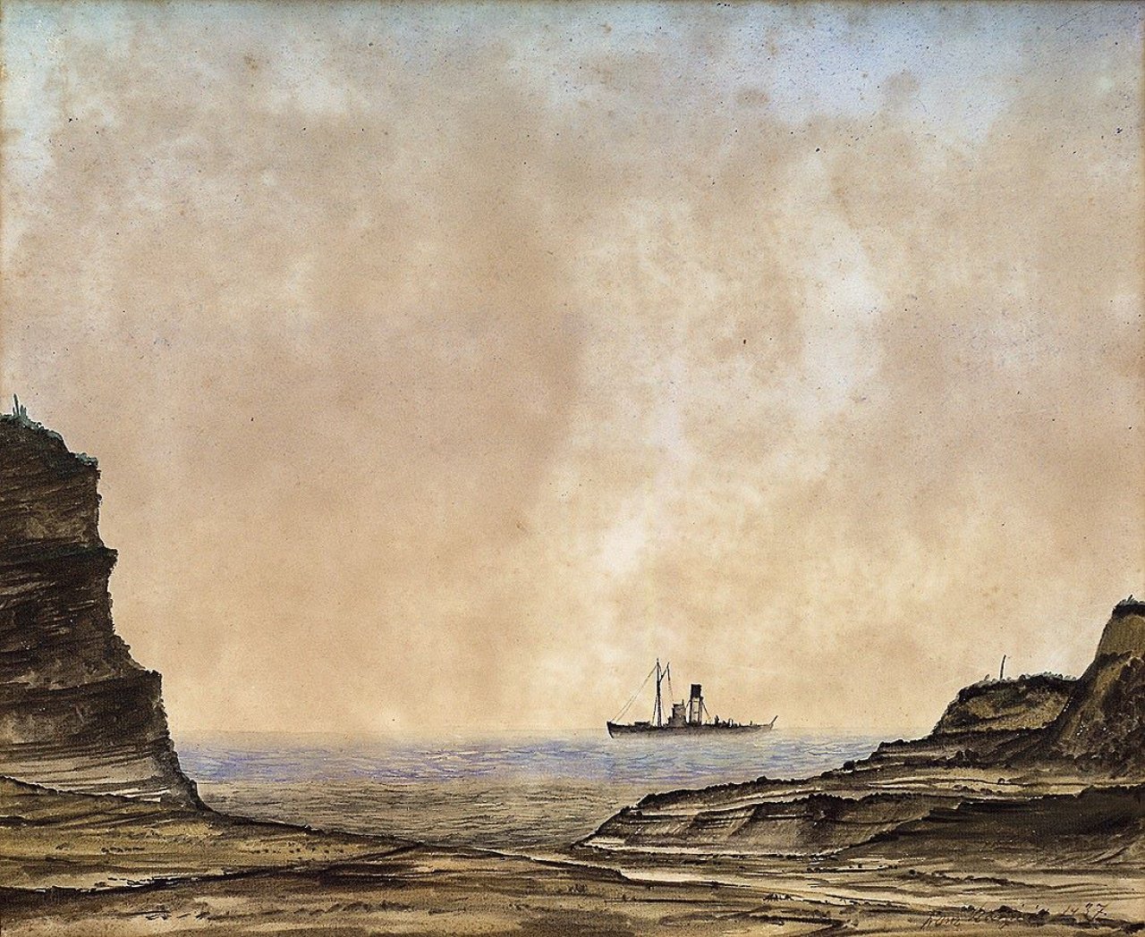 This picture shows the following artwork: Franz Radziwill. „Kriegsschiff“. 1937.
