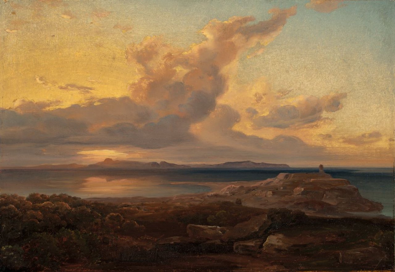 Auf diesem Bild ist das folgende Kunstwerk zu sehen: Carl Rottmann. „Ägina – Apollotempel“. Um 1840.