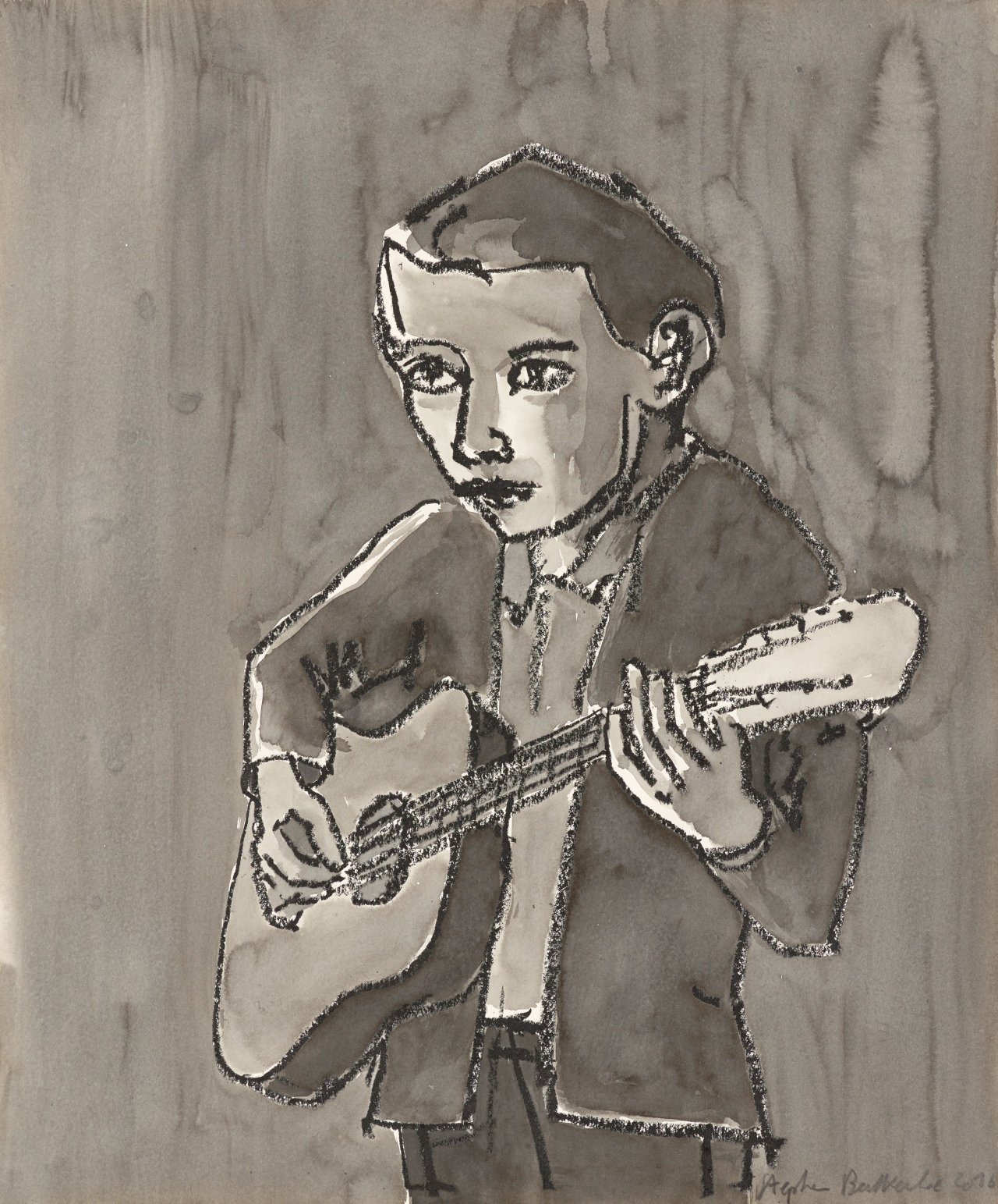 Auf diesem Bild ist das folgende Kunstwerk zu sehen: Stephan Balkenhol. Gitarrist. 2016.