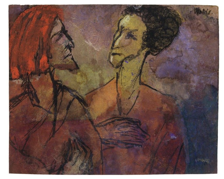 This picture shows the following artwork: Emil Nolde. „Gespräch“. Circa 1941/45.