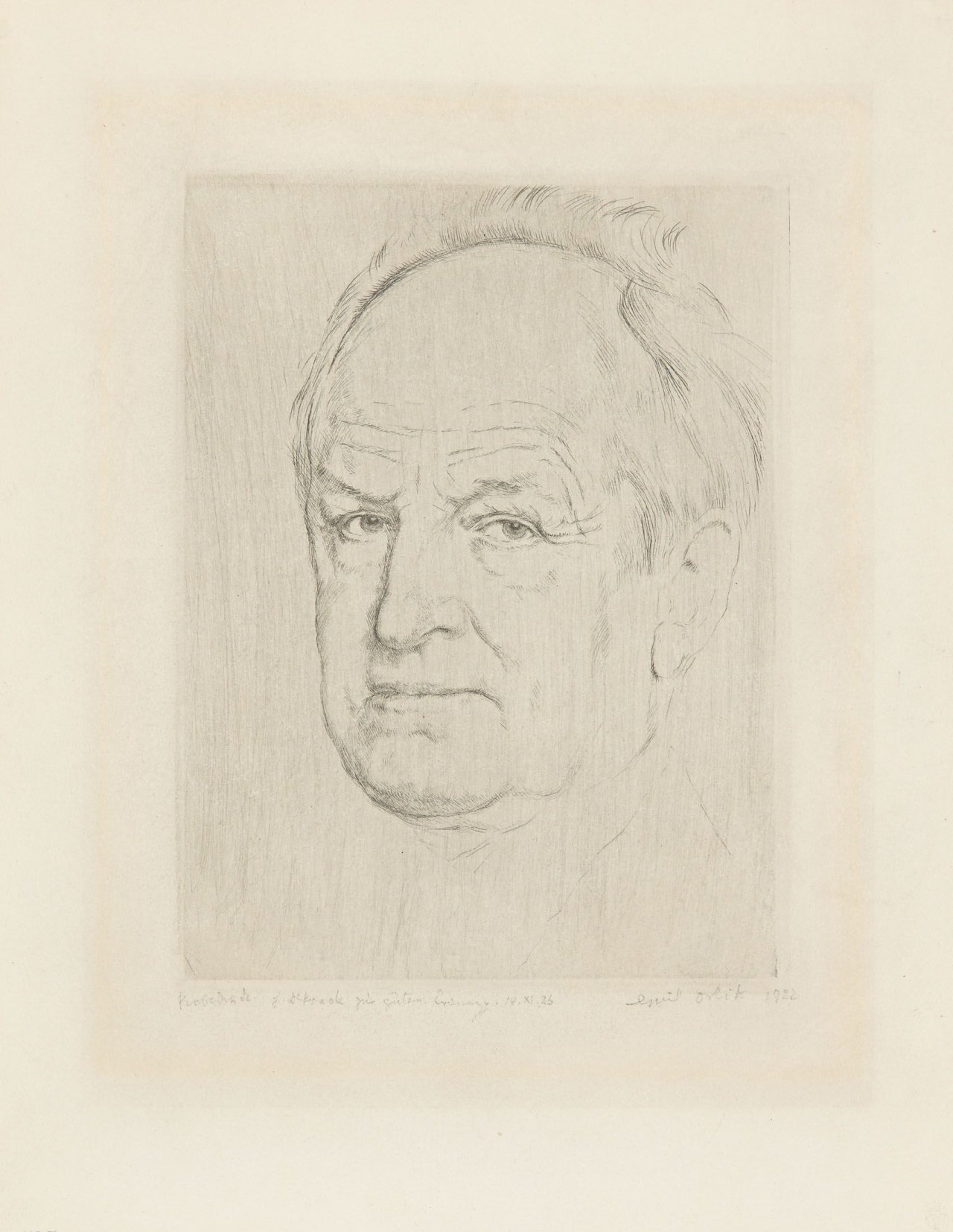 This picture shows the following artwork: Emil Orlik. Porträt Gerhart Hauptmann. 1922.
