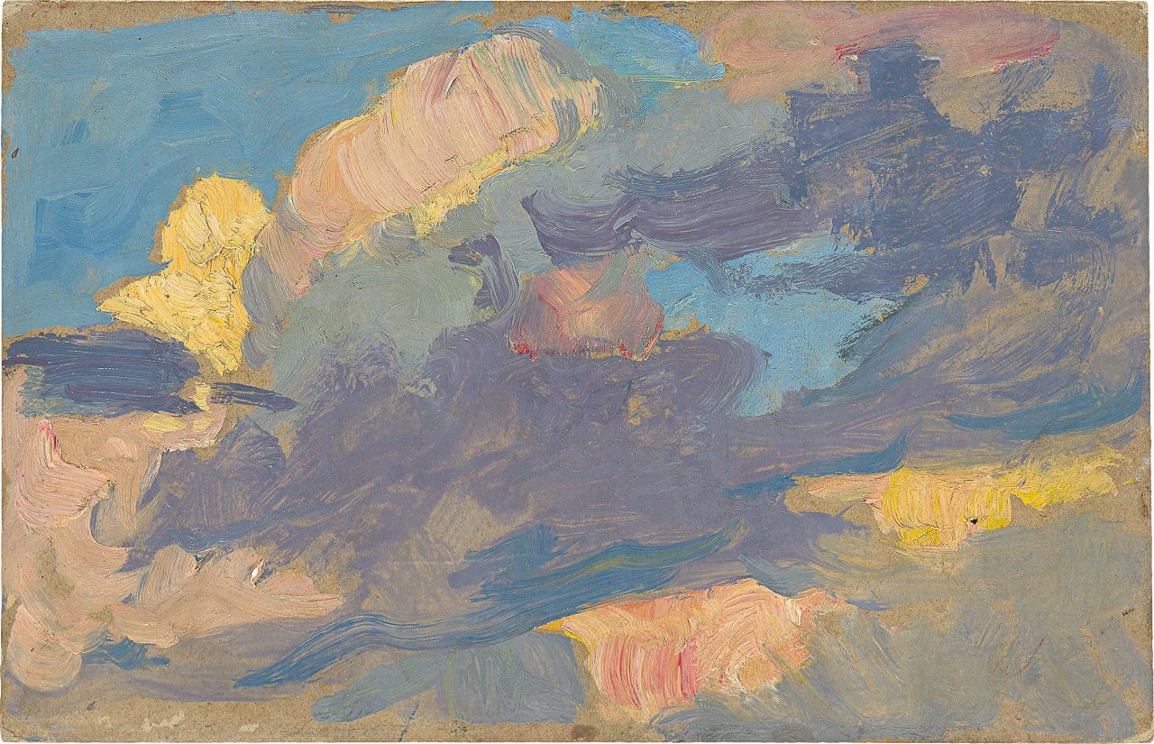 Auf diesem Bild ist das folgende Kunstwerk zu sehen: Osmar Schindler. Wolkenstudie in Rosa.