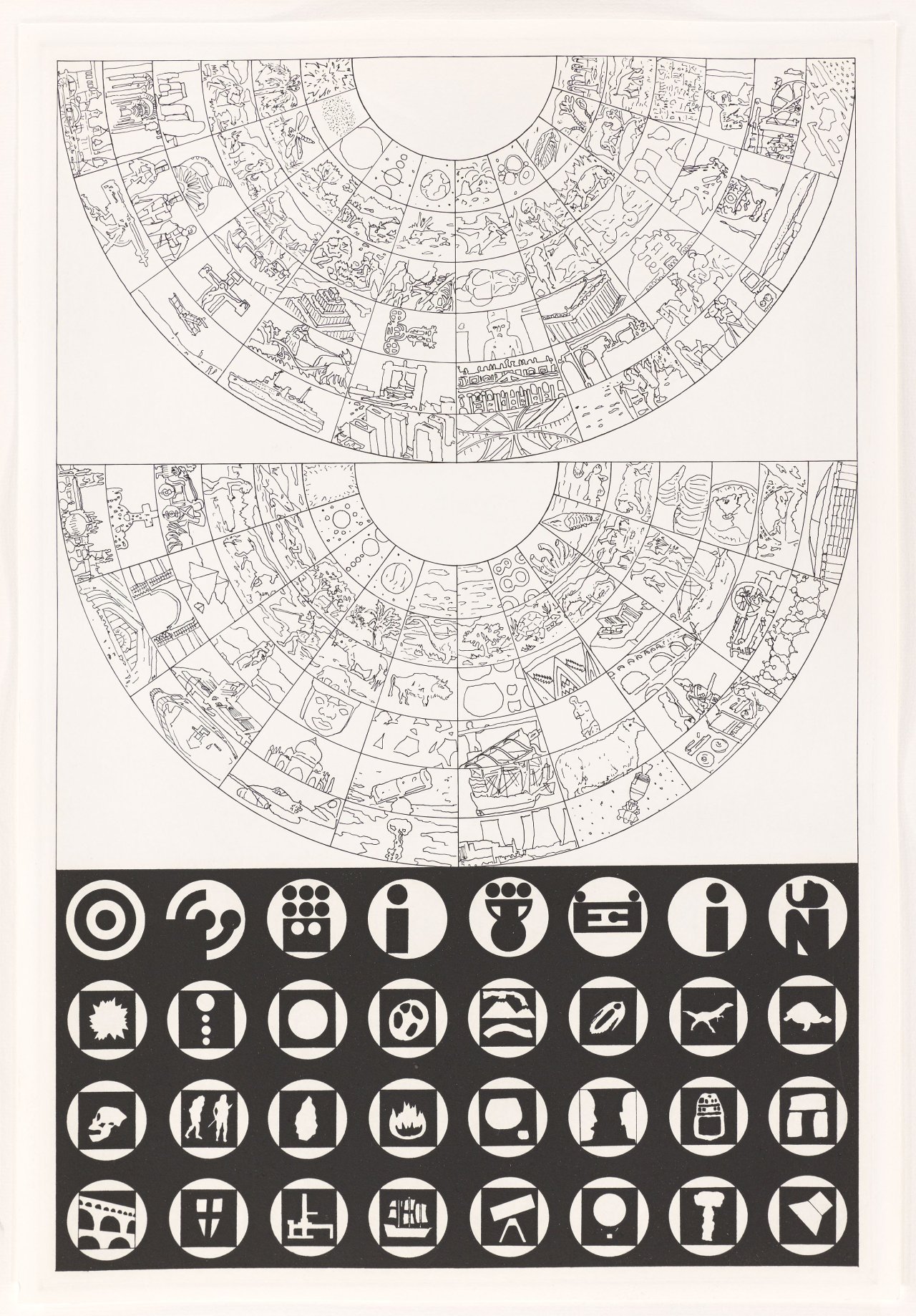 Auf diesem Bild ist das folgende Kunstwerk zu sehen: Matt Mullican. Untitled (Organizational Legend). 1988.