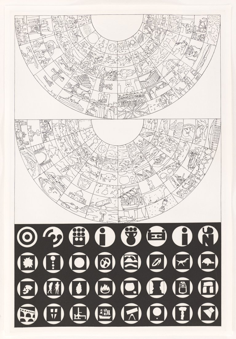 Auf diesem Bild ist das folgende Kunstwerk zu sehen: Matt Mullican. Untitled (Organizational Legend). 1988.
