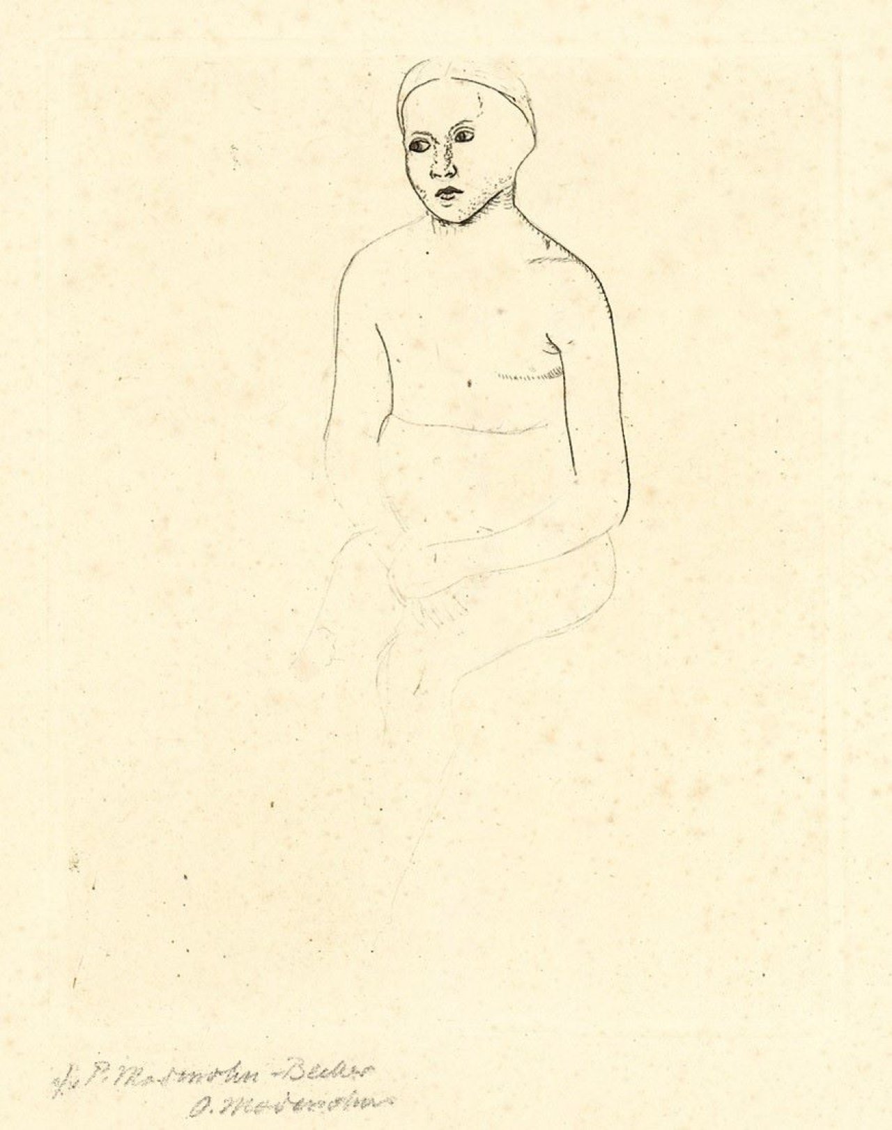 Auf diesem Bild ist das folgende Kunstwerk zu sehen: Paula Modersohn-Becker. „Sitzender Mädchenakt“. 1900/02.