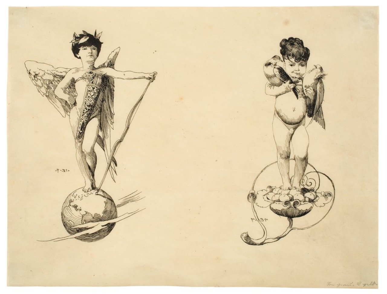 This picture shows the following artwork: Franz von Stuck. Design for „Karten und Vignetten“. (before) 1886.