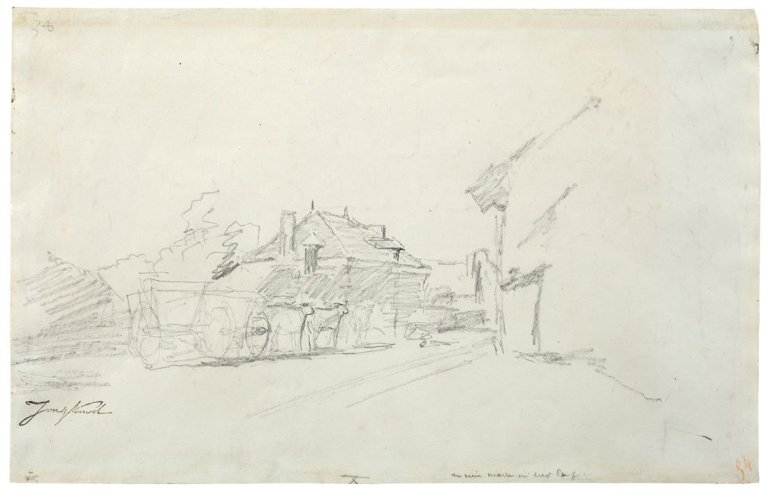 Auf diesem Bild ist das folgende Kunstwerk zu sehen: Johan Barthold Jongkind. La Charrette rentrant au village.
