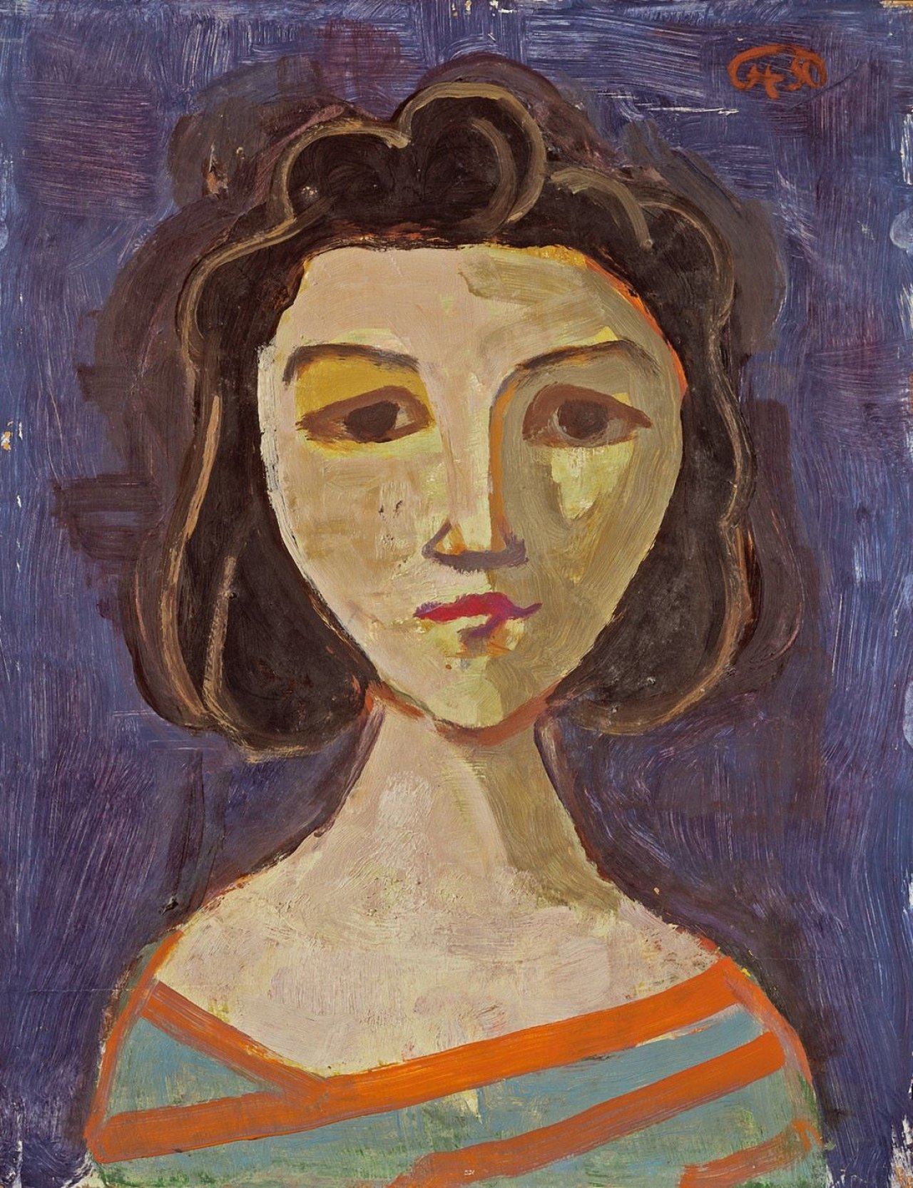 Auf diesem Bild ist das folgende Kunstwerk zu sehen: Karl Hofer. Mädchenportrait. 1950.