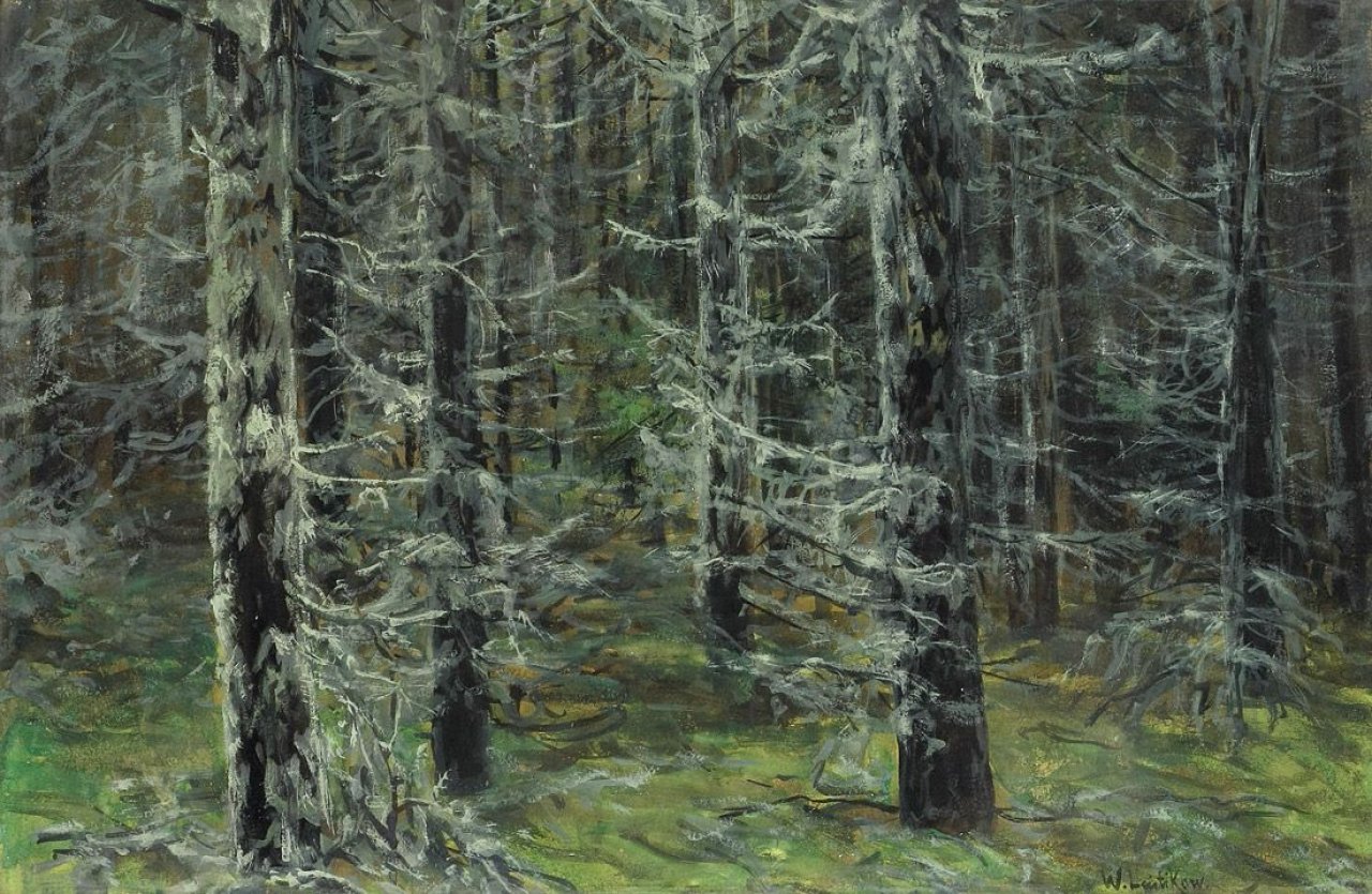 Auf diesem Bild ist das folgende Kunstwerk zu sehen: Walter Leistikow. „Wald im Herbst“.