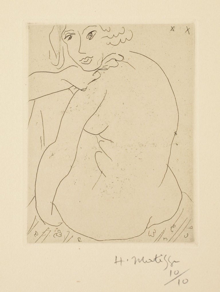 Auf diesem Bild ist das folgende Kunstwerk zu sehen: Henri Matisse. „Nu assis de Trois-Quarts, le visage de face“. 1929.