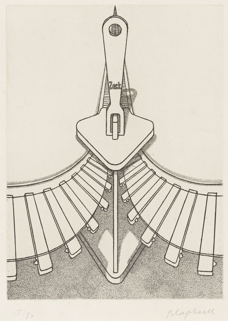 This picture shows the following artwork: Konrad Klapheck. „Der Schürzenjäger (Reißverschluß)“. 1976.