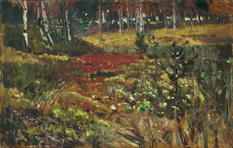 Auf diesem Bild ist das folgende Kunstwerk zu sehen: Karl Hagemeister. „Waldinneres“. 1886.