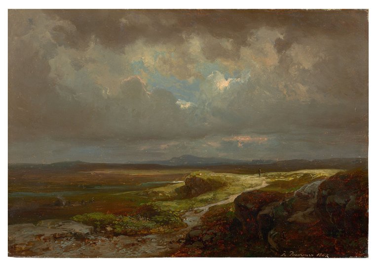 Auf diesem Bild ist das folgende Kunstwerk zu sehen: Carl Robert Kummer. „Weite Landschaft“ (Schottland). 1852.
