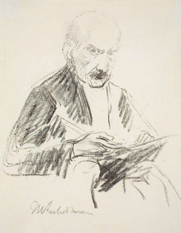 Auf diesem Bild ist das folgende Kunstwerk zu sehen: Max Liebermann. Selbstportrait (doppelseitig). Um 1922.