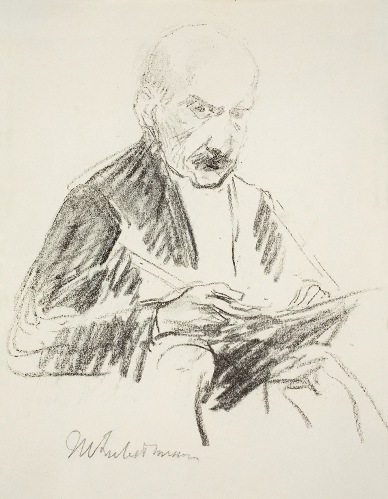 This picture shows the following artwork: Max Liebermann. Selbstportrait (doppelseitig). Um 1922.