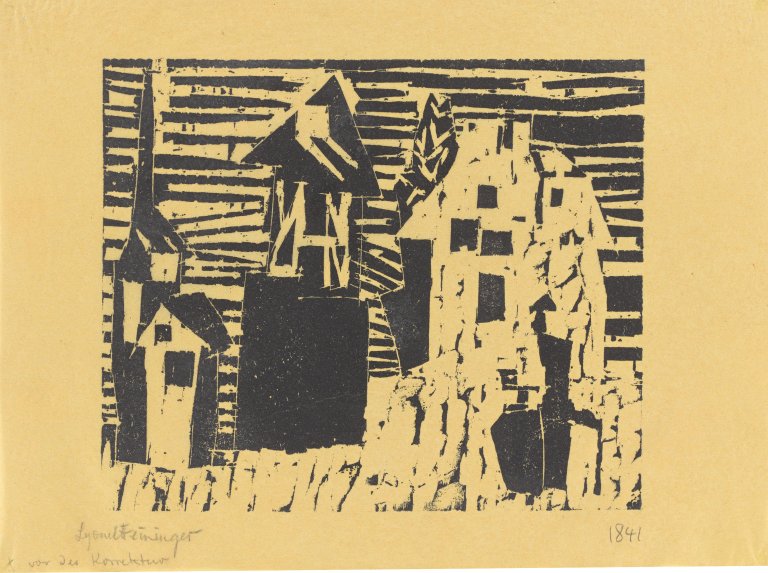 Auf diesem Bild ist das folgende Kunstwerk zu sehen: Lyonel Feininger. „Dorf“. 1918.