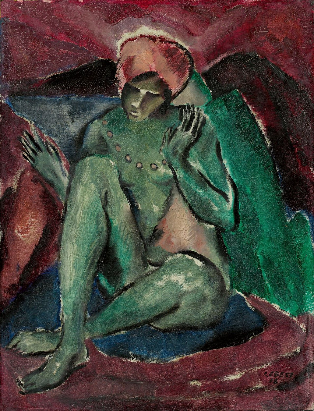 Auf diesem Bild ist das folgende Kunstwerk zu sehen: Josef Eberz. Sitzender weiblicher Akt. 1918.