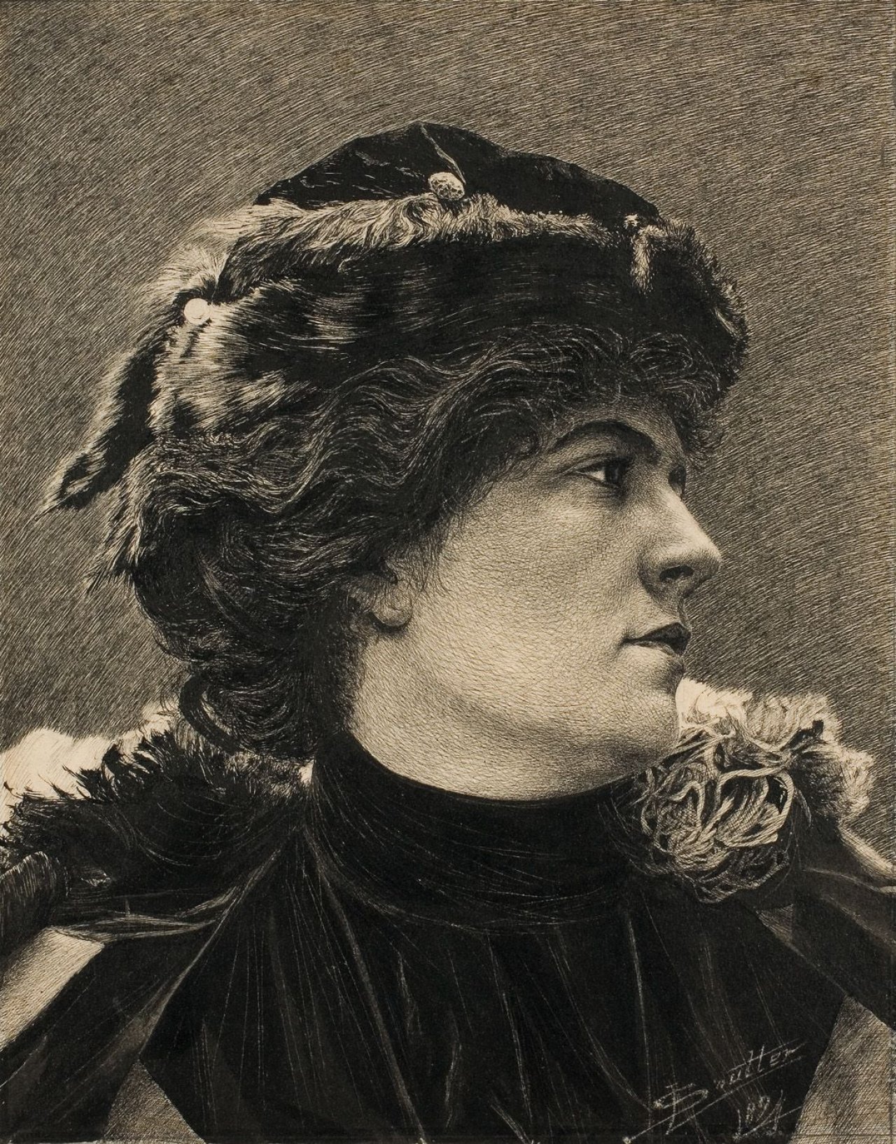 Auf diesem Bild ist das folgende Kunstwerk zu sehen: Louis Soutter. „Portrait de Madge Fursman“. 1894.
