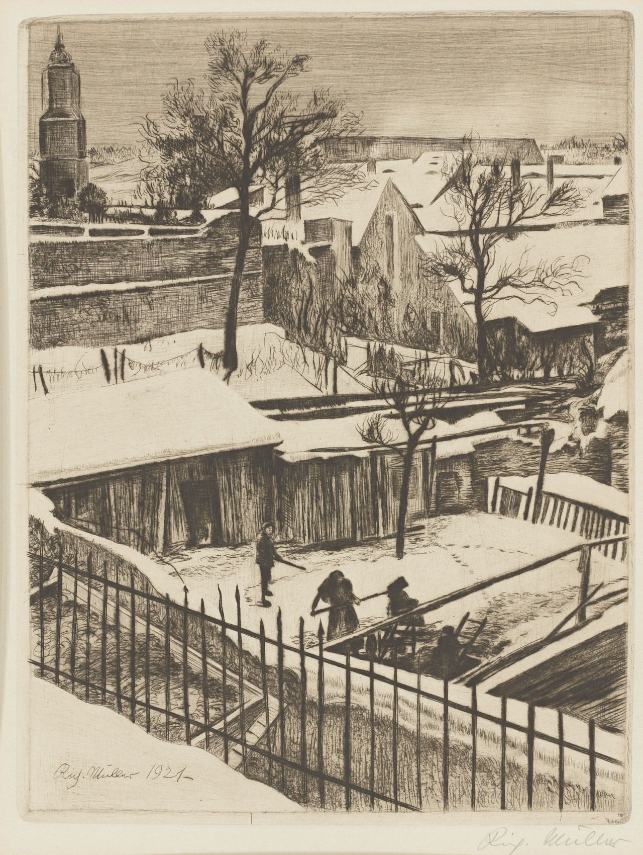 Auf diesem Bild ist das folgende Kunstwerk zu sehen: Richard Müller. „Schneelandschaft“. 1921.