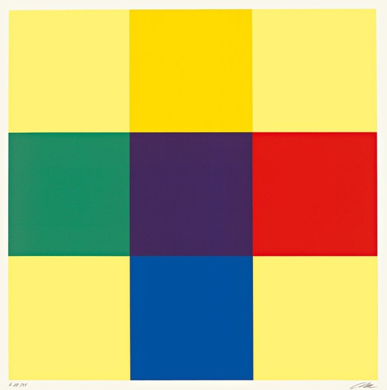 Auf diesem Bild ist das folgende Kunstwerk zu sehen: Richard Paul Lohse. „Modulare Ordnungen“. 1976.