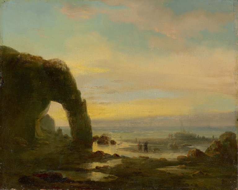 Auf diesem Bild ist das folgende Kunstwerk zu sehen: Théodore Gudin. Die Manneporte bei Étretat.