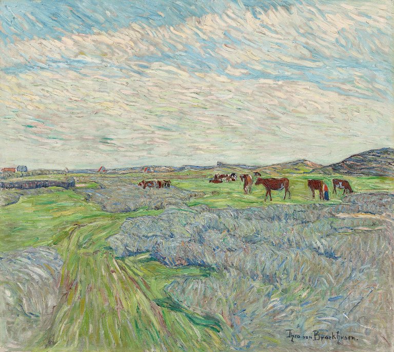 Auf diesem Bild ist das folgende Kunstwerk zu sehen: Theo von Brockhusen. Landschaft mit Kühen.