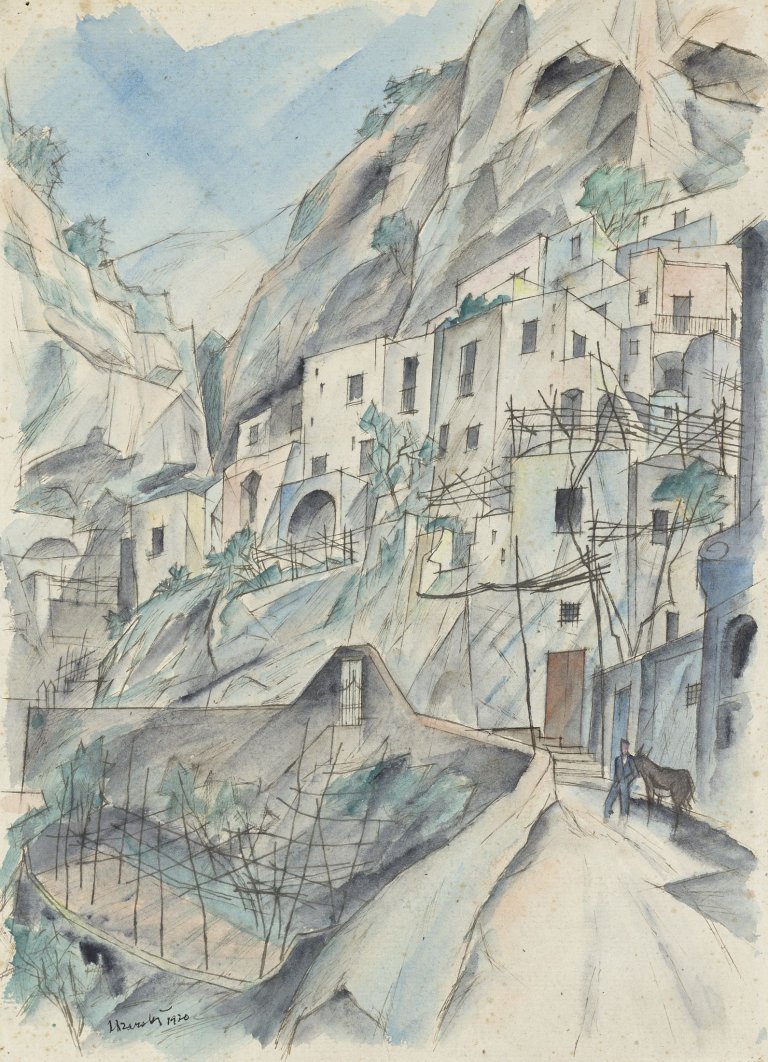 Auf diesem Bild ist das folgende Kunstwerk zu sehen: Adolf Uzarski. Gebirgsdorf. 1920.