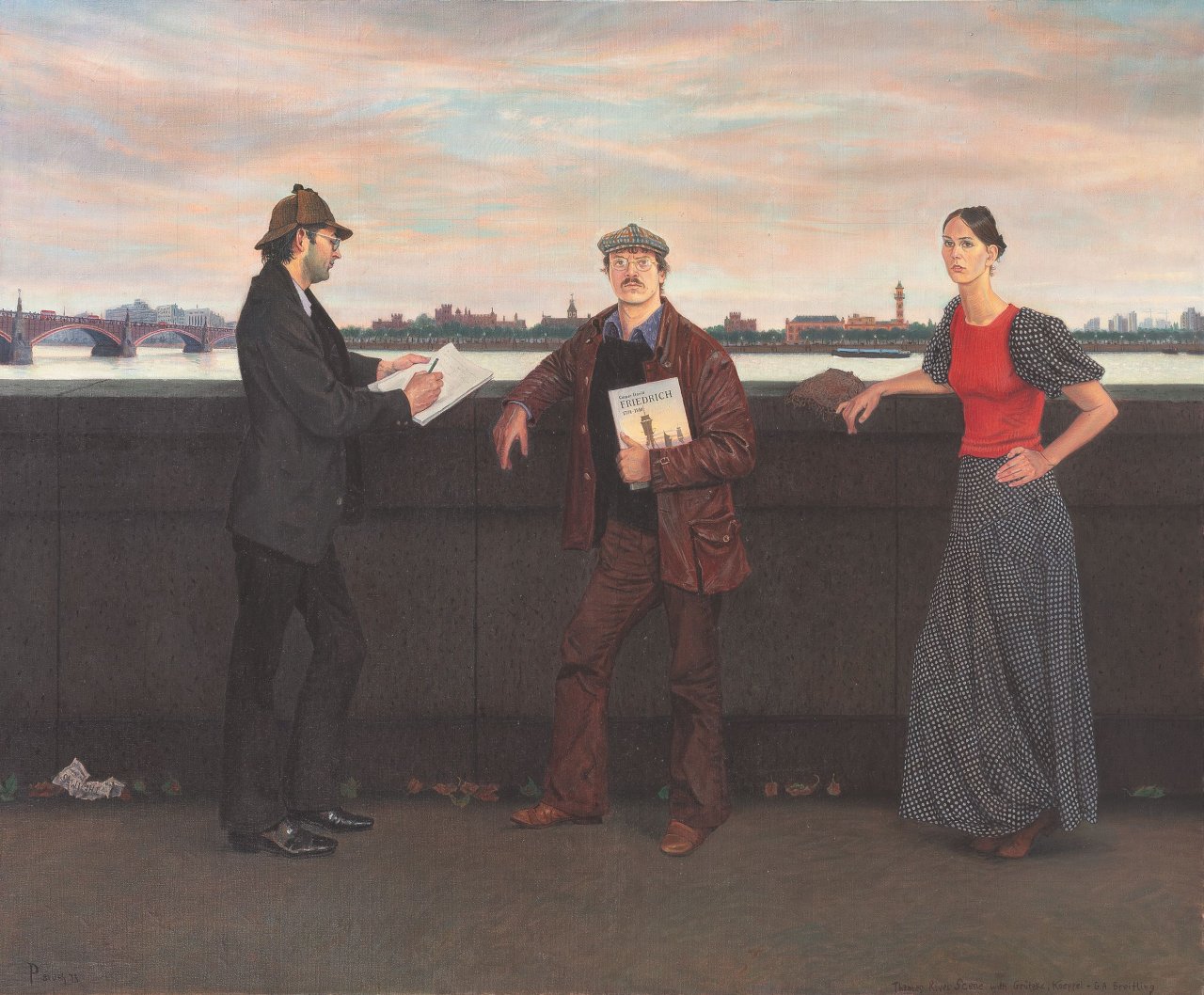 Auf diesem Bild ist das folgende Kunstwerk zu sehen: Manfred Bluth. „Thames River Scene with Grützke, Koeppel + G. A. Breitling“. 1973.