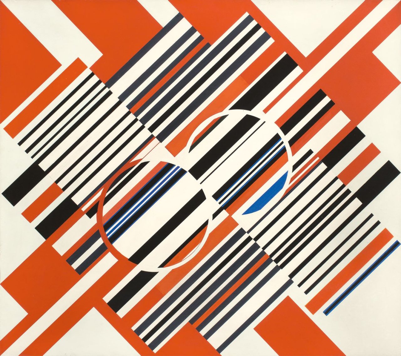 Auf diesem Bild ist das folgende Kunstwerk zu sehen: Günter Fruhtrunk. „Umkehrende Reihen“. 1962.