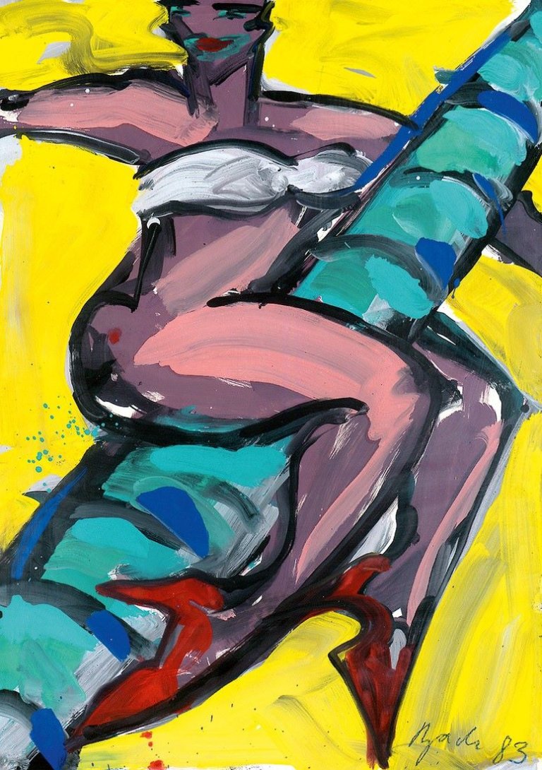 Auf diesem Bild ist das folgende Kunstwerk zu sehen: Elvira Bach. „Hot-hot-hot“. 1983.
