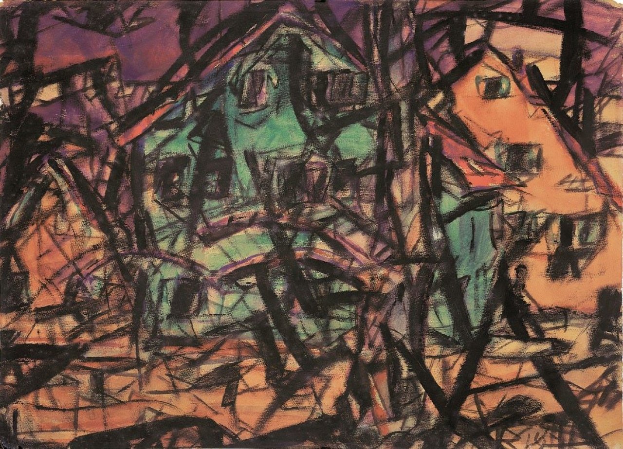 Auf diesem Bild ist das folgende Kunstwerk zu sehen: Christian Rohlfs. Häuser. 1919.