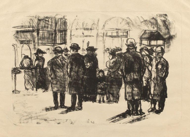 Auf diesem Bild ist das folgende Kunstwerk zu sehen: Max Beckmann. „Stettiner Vorortbahnhof“. 1913.